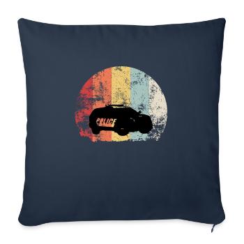 Voiture de patrouille de voitures anciennes de police - Housse de coussin décorative 45 x 45 cm - bleu marine - Devant
