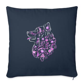 Flower Stickers Pink - Sofa pillowcase 17,3'' x 17,3'' (45 x 45 cm) - navy - Front