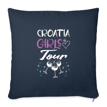 Tournée des filles en Croatie - Housse de coussin décorative 45 x 45 cm - bleu marine - Devant
