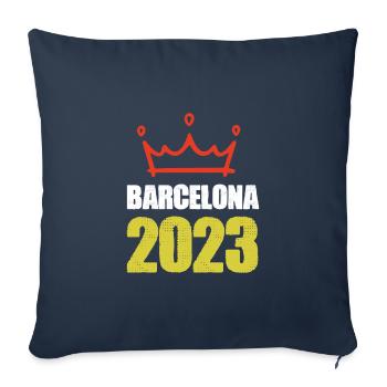Barcelone 2023 - Housse de coussin décorative 45 x 45 cm - bleu marine - Devant