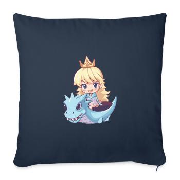 Princesse Dragon Mignon - Housse de coussin décorative 45 x 45 cm - bleu marine - Devant