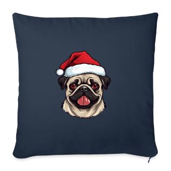 Pug Dog Pug Christmas Head - Sofa pillowcase 17,3'' x 17,3'' (45 x 45 cm) - navy - Front