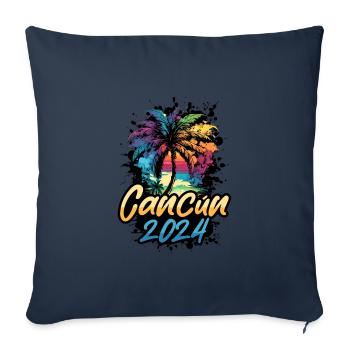 Cancun 2024 Palm Trees Multicolored - Sofa pillowcase 17,3'' x 17,3'' (45 x 45 cm) - navy - Front
