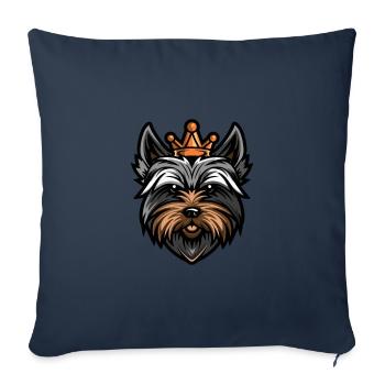 Couronne de chien Yorkshire Terrier - Housse de coussin décorative 45 x 45 cm - bleu marine - Devant