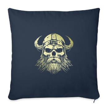 Crâne Viking Valhalla Or - Housse de coussin décorative 45 x 45 cm - bleu marine - Devant