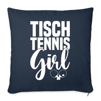 Table tennis girl saying with table tennis bat - Sofa pillowcase 17,3'' x 17,3'' (45 x 45 cm) - navy - Front