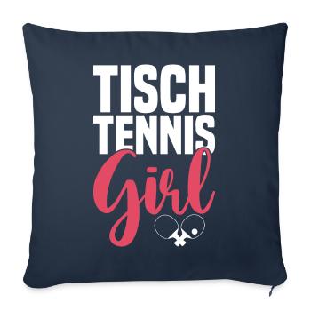 Table tennis girl saying with table tennis bat - Sofa pillowcase 17,3'' x 17,3'' (45 x 45 cm) - navy - Front