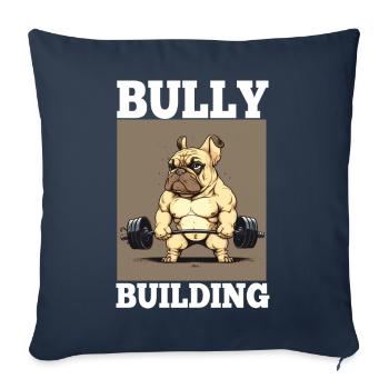 Français Bulldog Frenchie Bodybuilding Dog - Housse de coussin décorative 45 x 45 cm - bleu marine - Devant