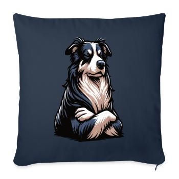 Border Collie Chien de berger Border Collies Chien Collie - Housse de coussin décorative 45 x 45 cm - bleu marine - Devant