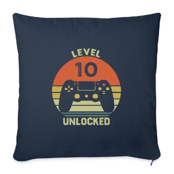 Level 10 Unlocked 10 Years Anniversary Gift - Sofa pillowcase 17,3'' x 17,3'' (45 x 45 cm) - navy - Front