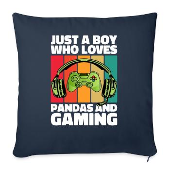 Gamer et Pandas : Jeux Vidéo et Aventure Douce - Housse de coussin décorative 45 x 45 cm - bleu marine - Devant