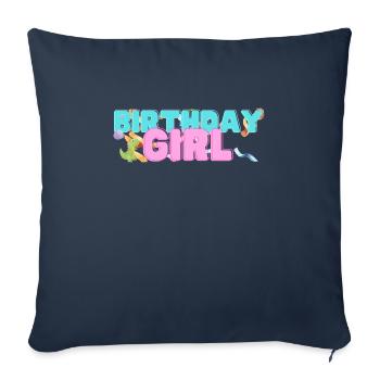 Dinosaure Anniversaire Garçon - Housse de coussin décorative 45 x 45 cm - bleu marine - Devant