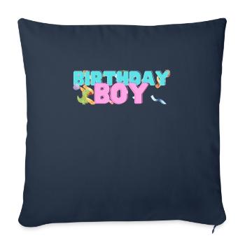 Dino Anniversaire Garçon - Housse de coussin décorative 45 x 45 cm - bleu marine - Devant