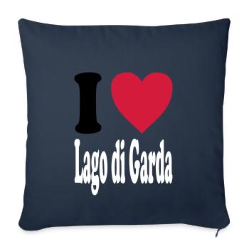 J'adore Lago di Garda (toutes les couleurs!) - Housse de coussin décorative 45 x 45 cm - bleu marine - Devant