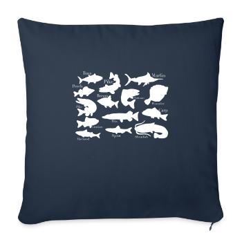 Pêche pêche pêche - Housse de coussin décorative 45 x 45 cm - bleu marine - Devant