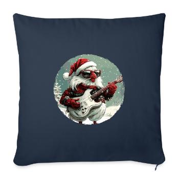 Guitare Rocker de Noël - Housse de coussin décorative 45 x 45 cm - bleu marine - Devant