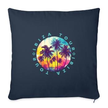 Visite d’Ibiza Palmiers - Housse de coussin décorative 45 x 45 cm - bleu marine - Devant