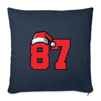 87 Numéro Noël - Housse de coussin décorative 45 x 45 cm - bleu marine - Devant