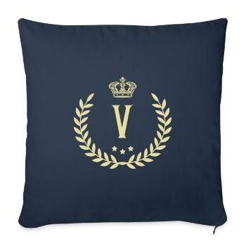 V Buchstabe Kranz - Sofakissenbezug 45 x 45 cm - Navy - Vorne