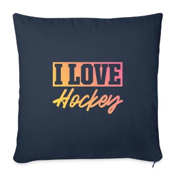 J’adore le hockey - Housse de coussin décorative 45 x 45 cm - bleu marine - Devant