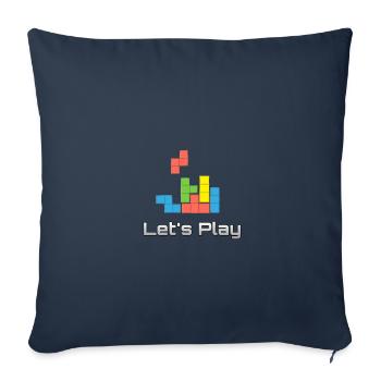 Gaming Schriftzug (let's Play) tetriss Retro - Sofakissenbezug 45 x 45 cm - Navy - Vorne