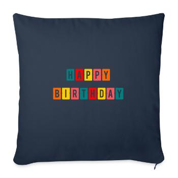 HAPPY BIRTHDAY. JOYEUX ANNIVERSAIRE. ANNIVERSAIRE. - Housse de coussin décorative 45 x 45 cm - bleu marine - Devant