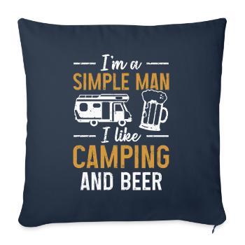Camping und Bier Wohnmobil Camper Geschenk - Sofakissenbezug 45 x 45 cm - Navy - Vorne