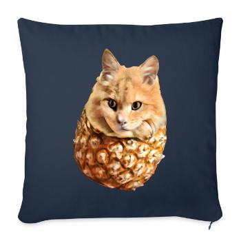 Kawaii Pineapple Cat - Sofa pillowcase 17,3'' x 17,3'' (45 x 45 cm) - navy - Front