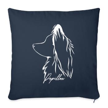 PAPILLON Profil Chiens Chien Wilsigns - Housse de coussin décorative 45 x 45 cm - bleu marine - Devant