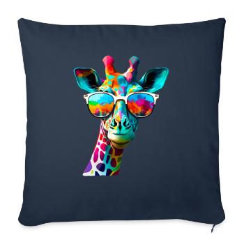 Fun Color Giraffe with Sunglasses - Sofa pillowcase 17,3'' x 17,3'' (45 x 45 cm) - navy - Front