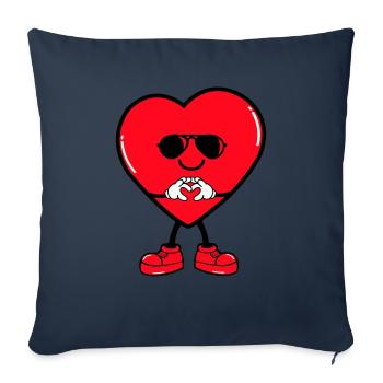 Bande dessinée Coeur - Housse de coussin décorative 45 x 45 cm - bleu marine - Devant