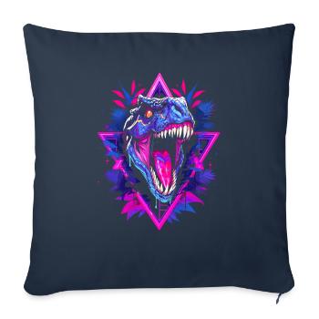Synthwave Raptor - Housse de coussin décorative 45 x 45 cm - bleu marine - Devant