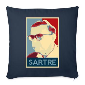 Jean-Paul Sartre shirt - Sofa pillowcase 17,3'' x 17,3'' (45 x 45 cm) - navy - Front