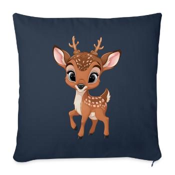 Adorable bébé cerf illustration - Housse de coussin décorative 45 x 45 cm - bleu marine - Devant