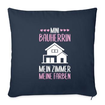 Bauherrin mein Zimmer Richtfest - Sofakissenbezug 45 x 45 cm - Navy - Vorne