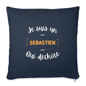 je suis un Sébastien qui déchire - Housse de coussin décorative 45 x 45 cm - bleu marine - Devant