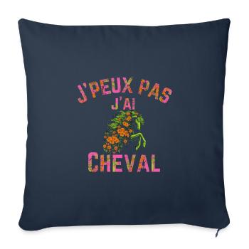 J Peux Pas J Ai Cheval fleur - Housse de coussin décorative 45 x 45 cm - bleu marine - Devant