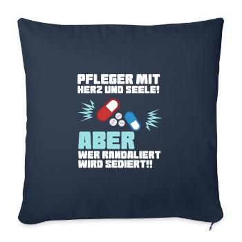 Pfleger mit Herz - Altenpfleger Krankenpfleger - Sofakissenbezug 45 x 45 cm - Navy - Vorne