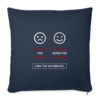 Dépression - Sad vs. déprimé - Housse de coussin décorative 45 x 45 cm - bleu marine - Devant