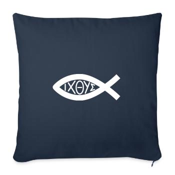 Fish Symbol Christians - Church - Faith - Sofa pillowcase 17,3'' x 17,3'' (45 x 45 cm) - navy - Front