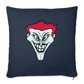 psychopathe psychopathe fou clown joker sourire mu - Housse de coussin décorative 45 x 45 cm - bleu marine - Devant