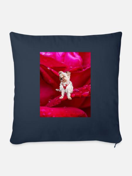 Yorkshire Terrier Rose - Sofakissenbezug 45 x 45 cm - Navy