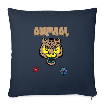 Dessin de visage de tigre - Housse de coussin décorative 45 x 45 cm - bleu marine - Devant