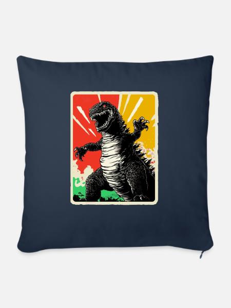 Japan Monster Kaiju Dino Dinosaurier Sage Film - Sofakissenbezug 45 x 45 cm - Navy