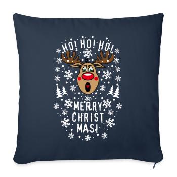 75 Hirsch Rudolph Ho Ho Ho Merry Christmas Schrei - Sofakissenbezug 45 x 45 cm - Navy - Vorne