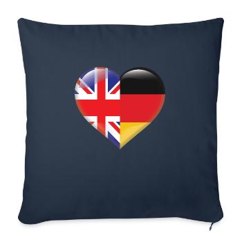 Coeur drapeau Angleterre Allemagne allemand cadeau - Housse de coussin décorative 45 x 45 cm - bleu marine - Devant