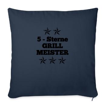 5 Sterne Grillmeister und Sterne in schwarz - Sofakissenbezug 45 x 45 cm - Navy - Vorne
