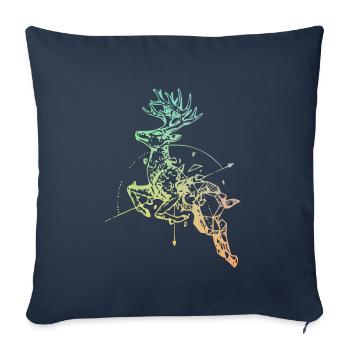 Cerf avec boussole - Housse de coussin décorative 45 x 45 cm - bleu marine - Devant