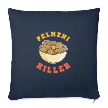 Pelmeni tueur Russianlife Russie URSS Cuisine - Housse de coussin décorative 45 x 45 cm - bleu marine - Devant