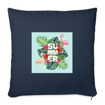 Été - paradis tropical d'été - Housse de coussin décorative 45 x 45 cm - bleu marine - Devant